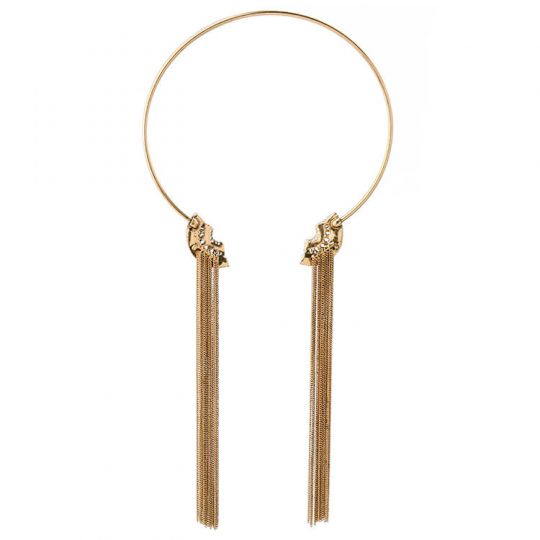 Gold Crystal Scallop Tassel Collar Necklace - Hello Supply Modern Jewelry