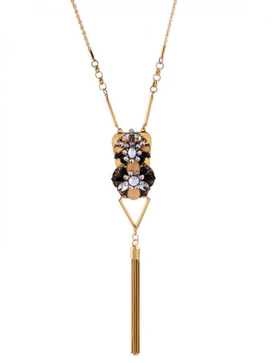 multicolor stone tassel necklace for women