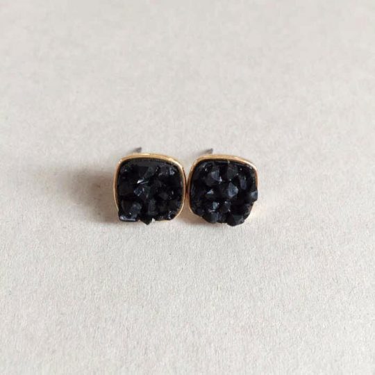 black-druzy-stud-earrings