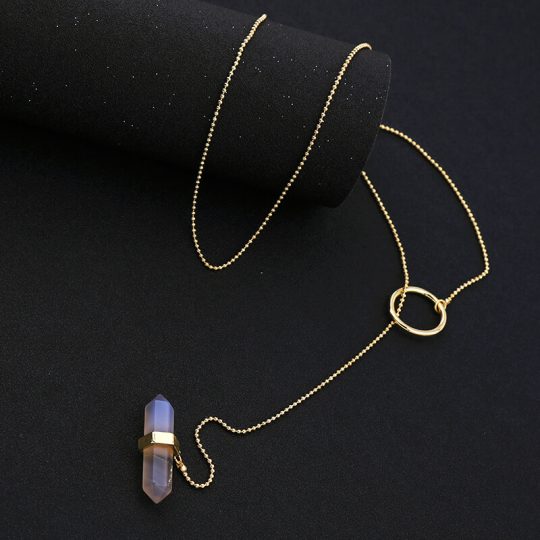 iridescent stone midi y necklace 7