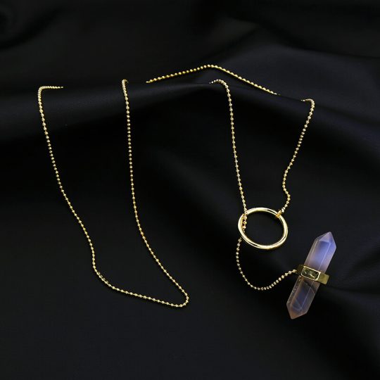 iridescent stone midi y necklace 8