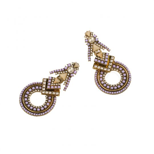 Lavandar stone statement earrings 1