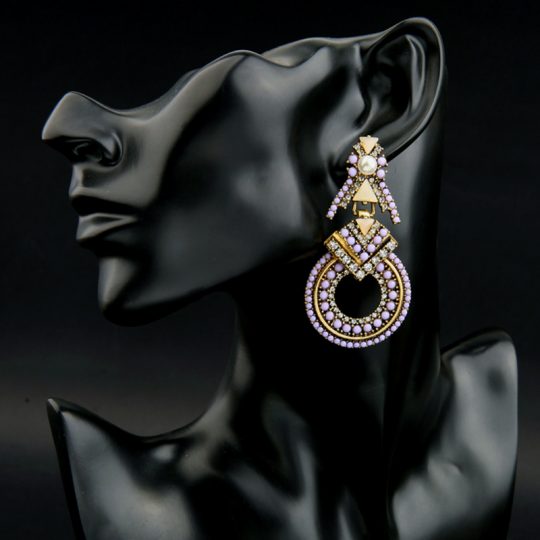 Lavandar stone statement earrings 2