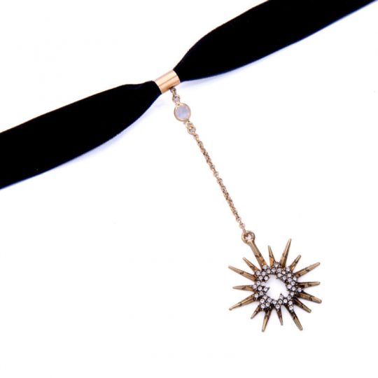 Black Star Pendant Choker Necklace 1