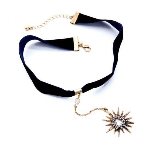 Black Star Pendant Choker Necklace 2
