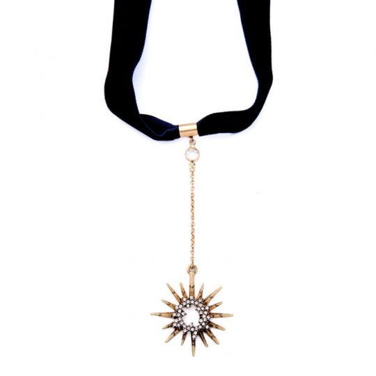 Black Star Pendant Choker Necklace 3
