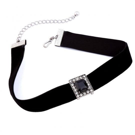 black crystal pendant choker necklace 4