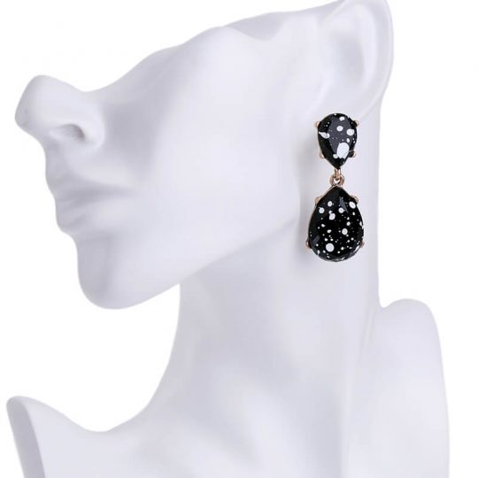 black white paint splatter statement earrings 5