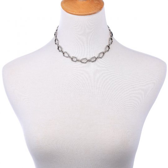 Aspect Stone Silver Collar Statement Necklace 5