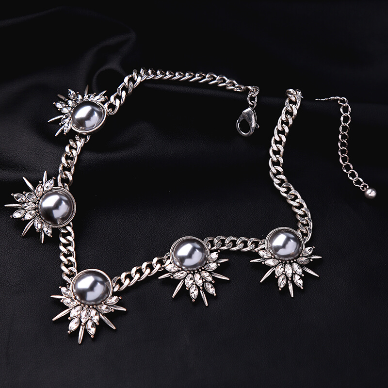 Crystal Curb Chain Earrings silver