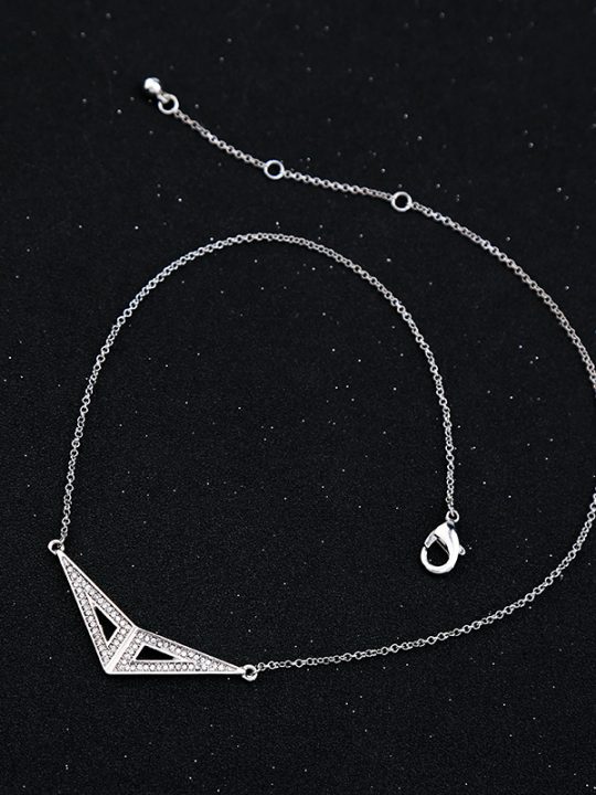 Silver Pave Open Pendant Necklace