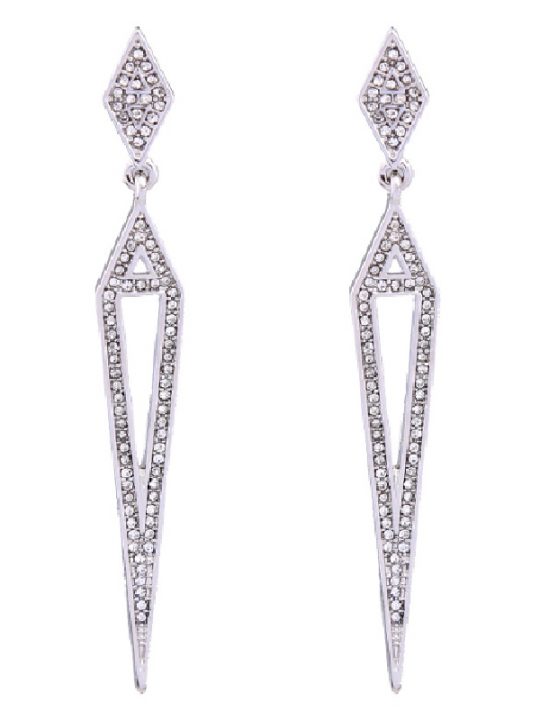 Silver Pave Open Statement Earrings