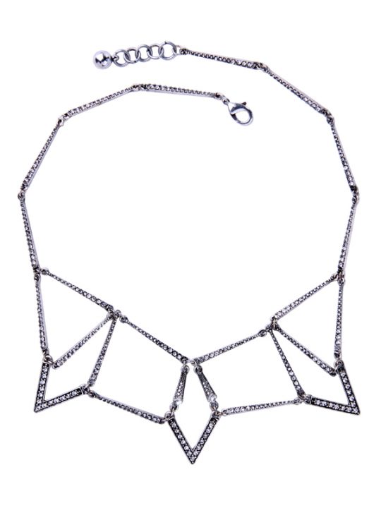 Treo Silver Crystal Statement Necklace