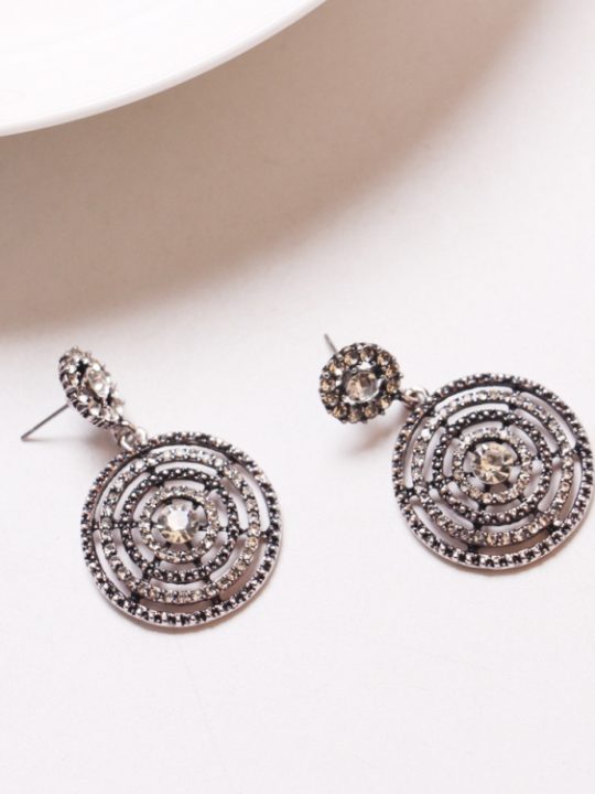 Bang Silver Stone Circle Earrings