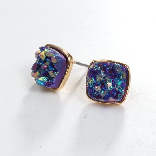 Geode-Square-Stud-Earring-Multicolor