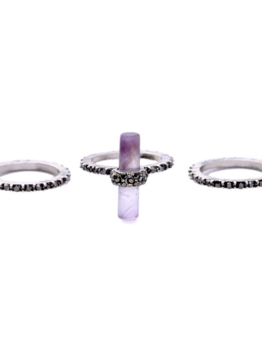 Purple Stone Gunmetal Ring